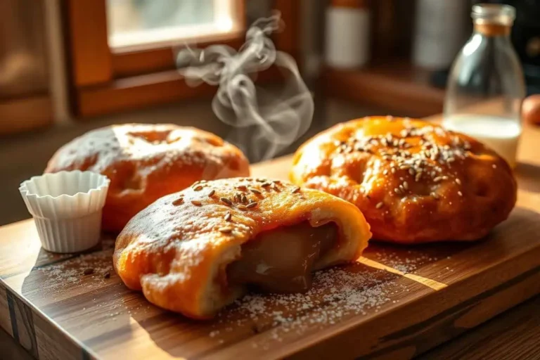 Freshly cooked Hotteok with molten cinnamon-sugar filling - crispy Korean street food pancakes recipe